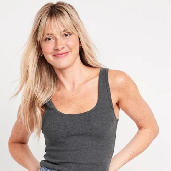 ⚡ Slouchy Dark Grey Cotton Tank Top, All Tags Removed, Fits like M - Picture 3 of 8